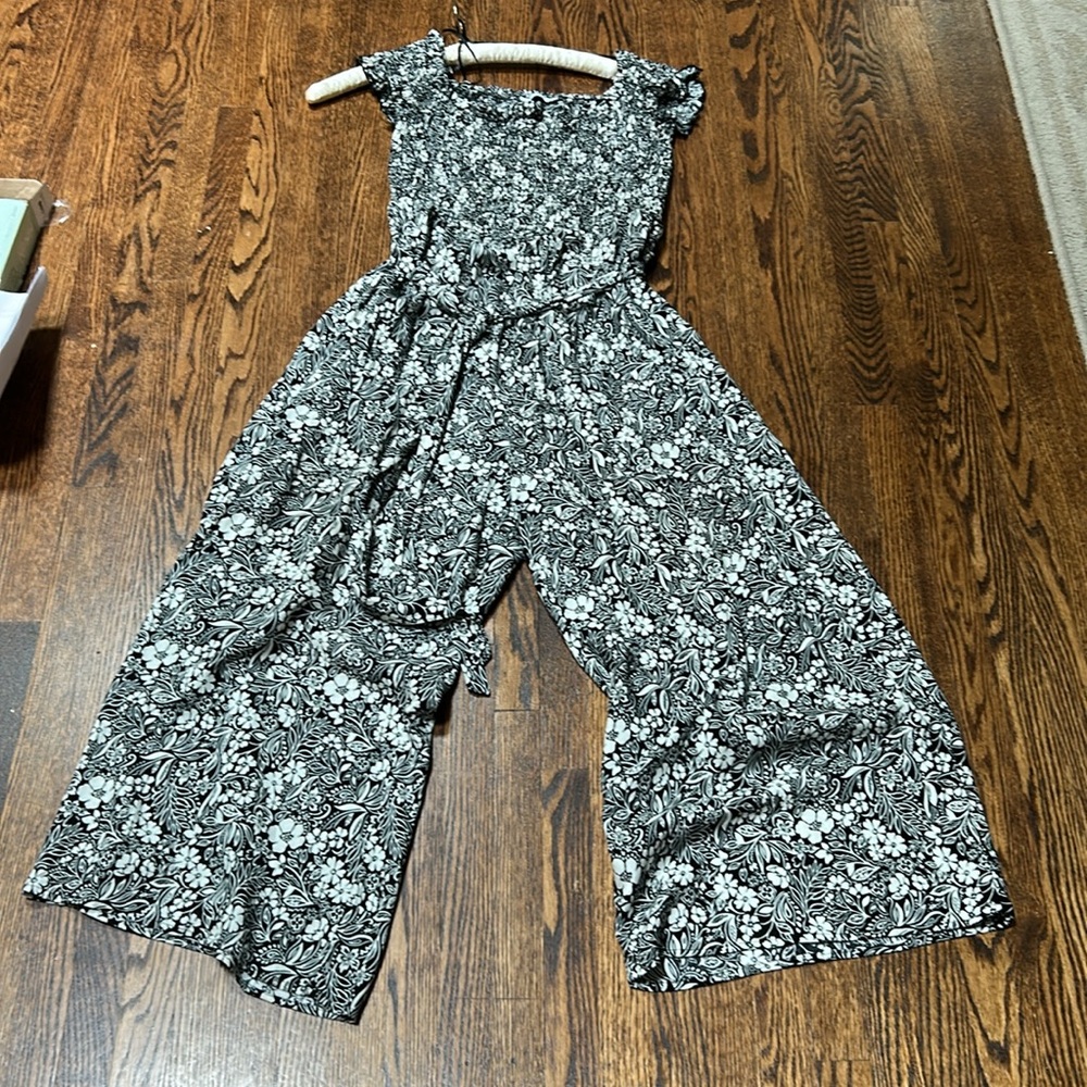 Black and White Floral Jumpsuit